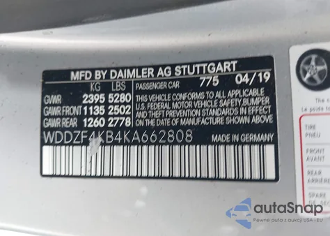 2019 Mercedes-Benz E 300 4Matic из США, поврежденный, VIN WDDZF4KB4KA662808